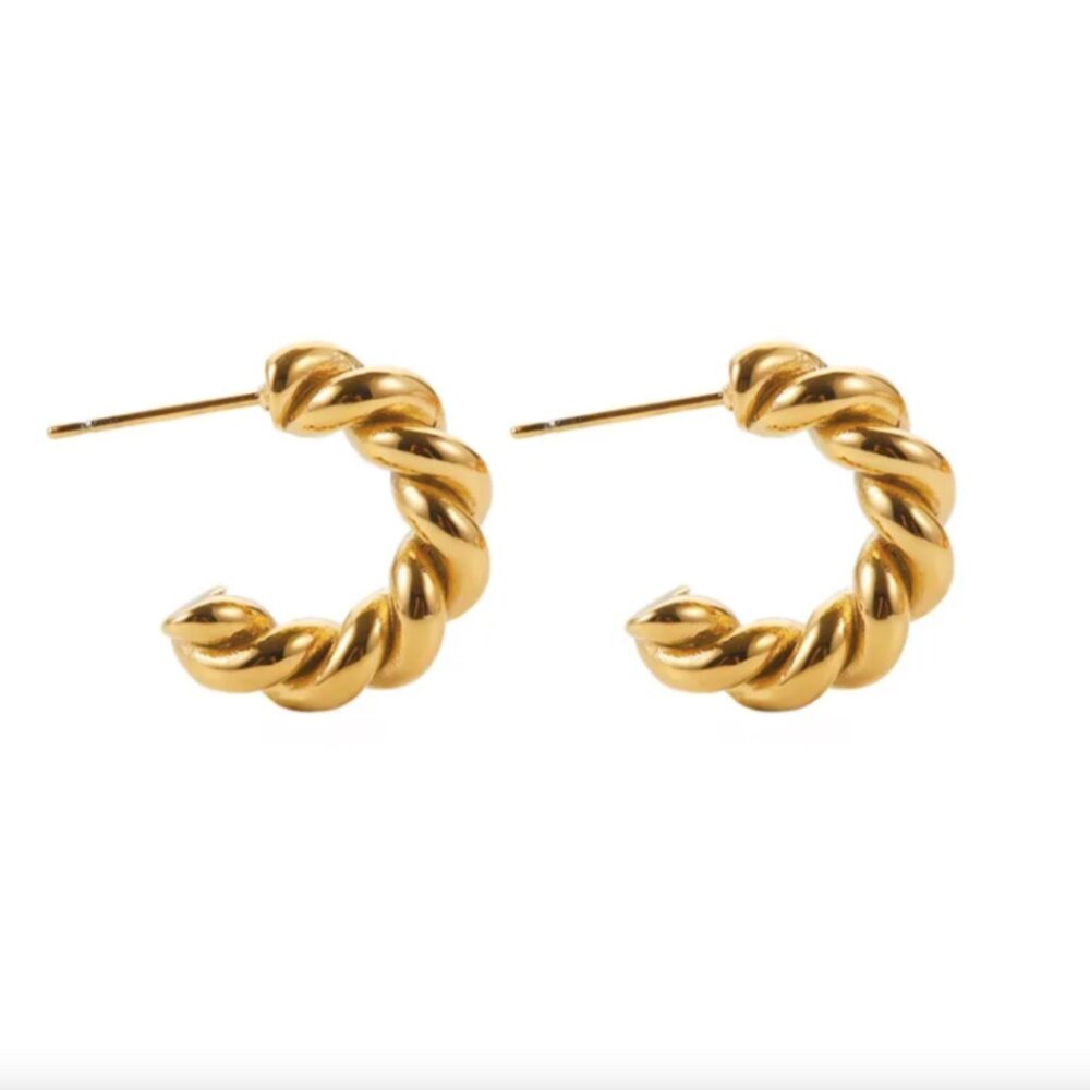 New 14K Gold Plated Braided Hoop Earrings NWT